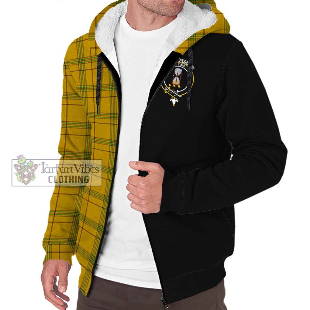 Houston Tartan Sherpa Hoodie with Family Crest and Half Of Me Style Unisex S - Tartanvibesclothing Shop