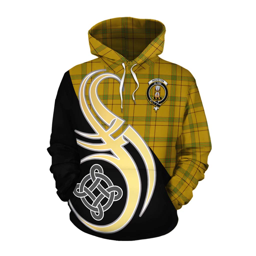 Tartan Vibes Clothing Houston Tartan Cotton Hoodie with Family Crest and Celtic Symbol Style