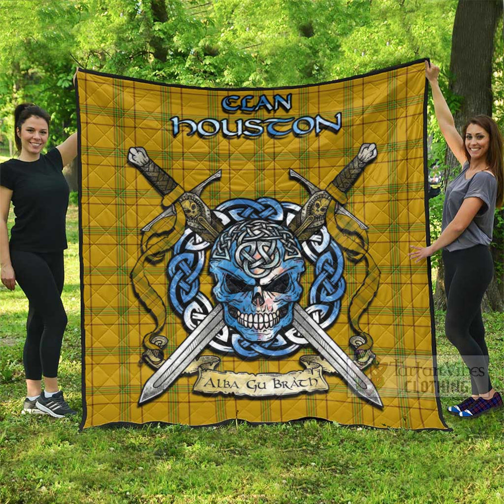 Tartan Vibes Clothing Houston Tartan Quilt with Celtic Skull Alba Gu Brath Style