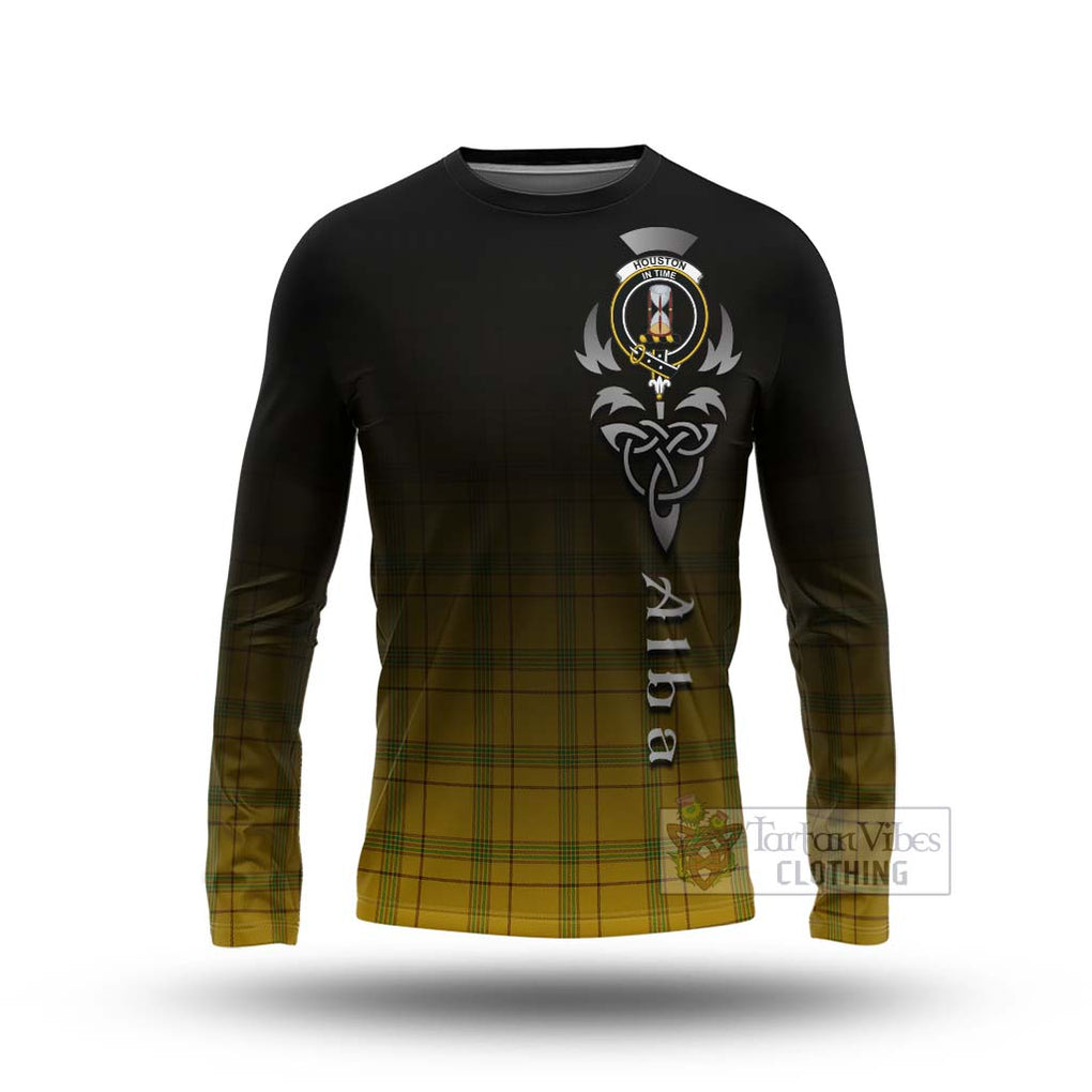 Tartan Vibes Clothing Houston Tartan Long Sleeve T-Shirt Featuring Alba Gu Brath Family Crest Celtic Inspired