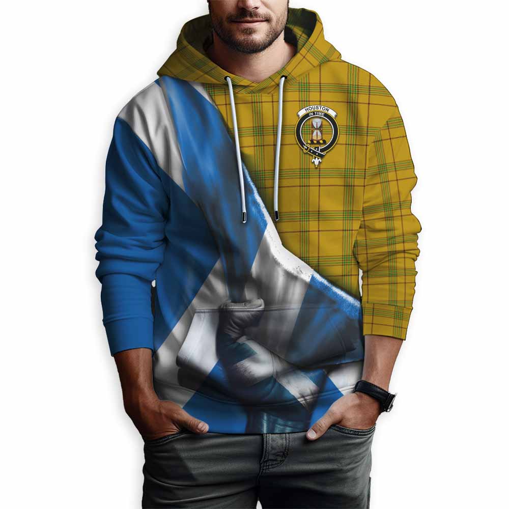 Tartan Vibes Clothing Houston Tartan Hoodie with Family Crest Scotland Patriotic Style