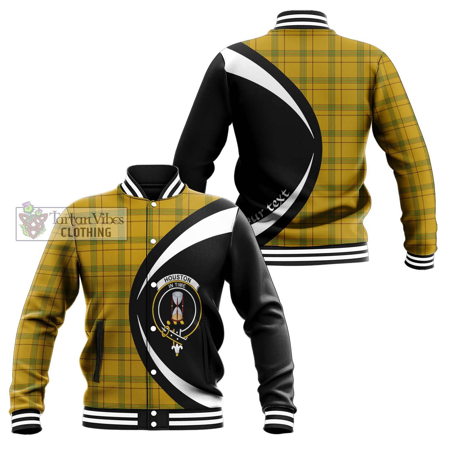 Houston Tartan Baseball Jacket with Family Crest Circle Style Unisex - Tartan Vibes Clothing