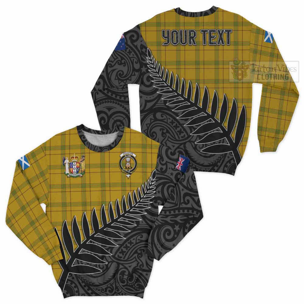 Tartan Vibes Clothing Houston Crest Tartan Sweatshirt with New Zealand Silver Fern Half Style