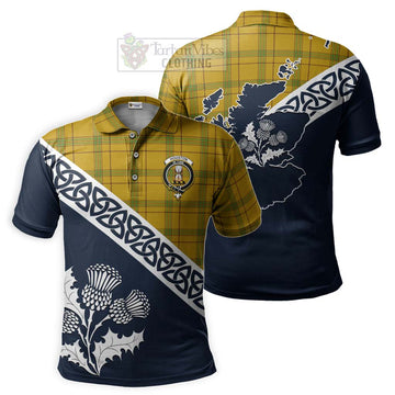 Houston Tartan Polo Shirt Featuring Thistle and Scotland Map