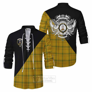 Houston Tartan Ghillie Kilt Shirt with Family Crest and Military Logo Style