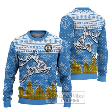 Houston Clan Christmas Ugly Sweater with Tartan and Celtic Reindeer Style