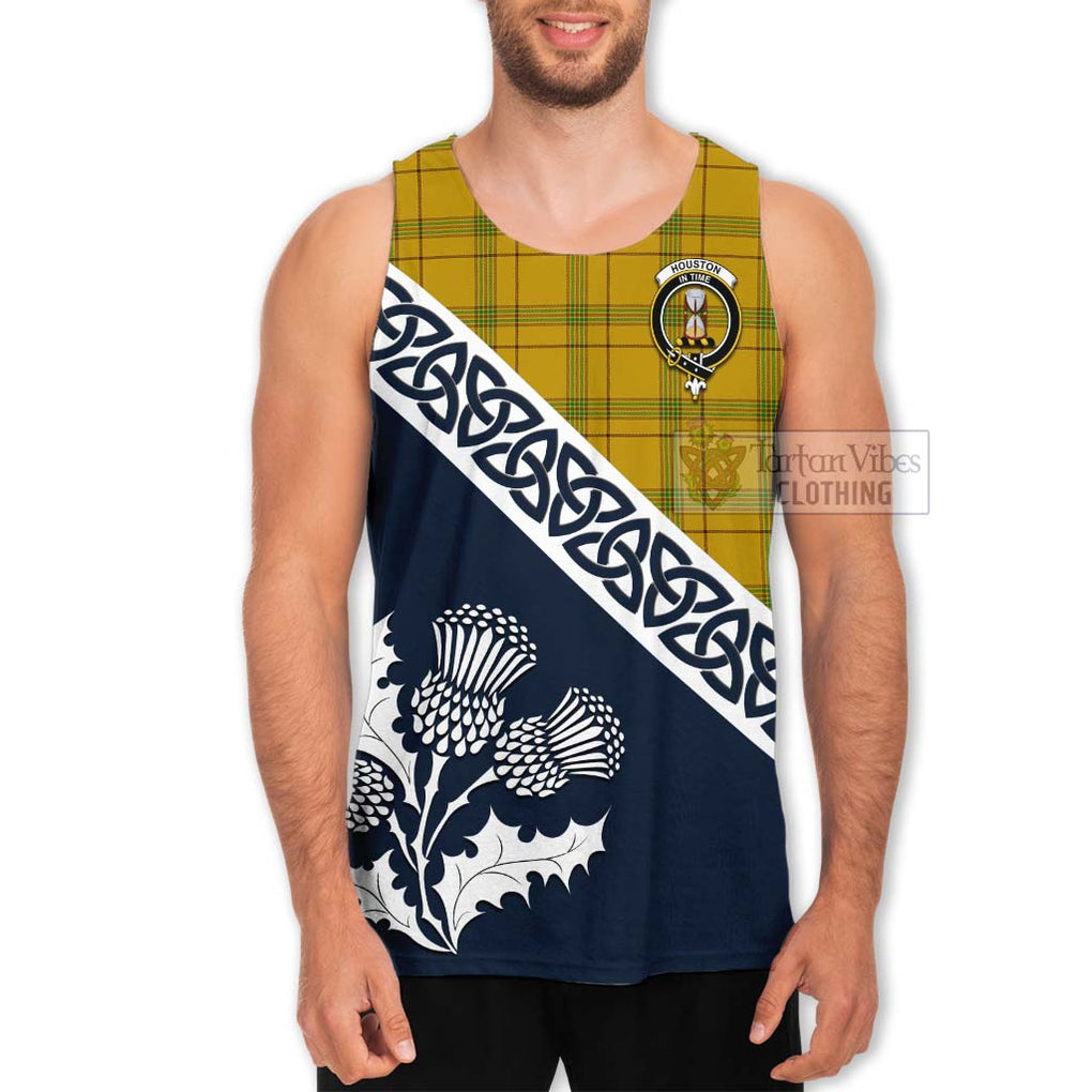 Tartan Vibes Clothing Houston Tartan Men's Tank Top Featuring Thistle and Scotland Map