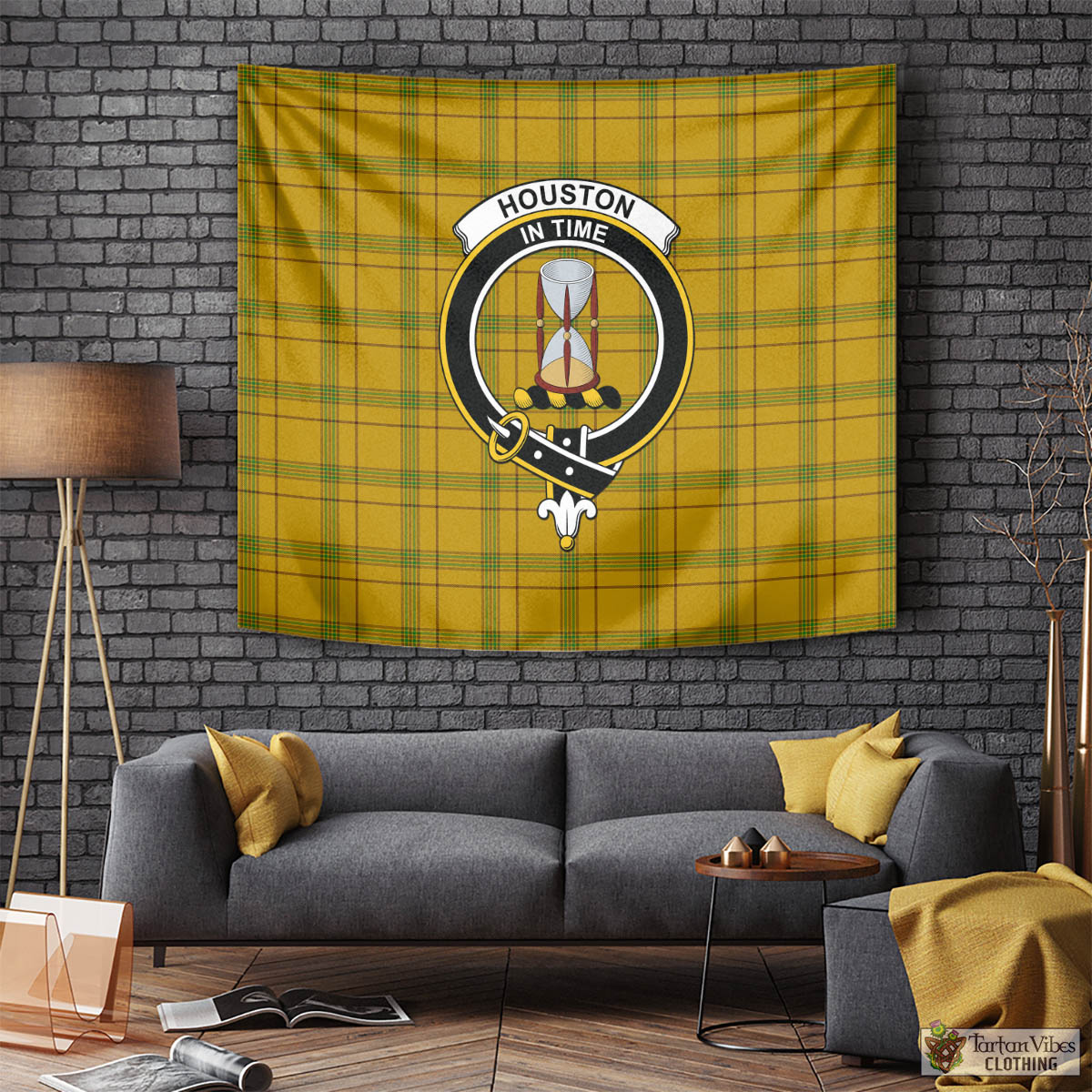 Tartan Vibes Clothing Houston Tartan Tapestry Wall Hanging and Home Decor for Room with Family Crest