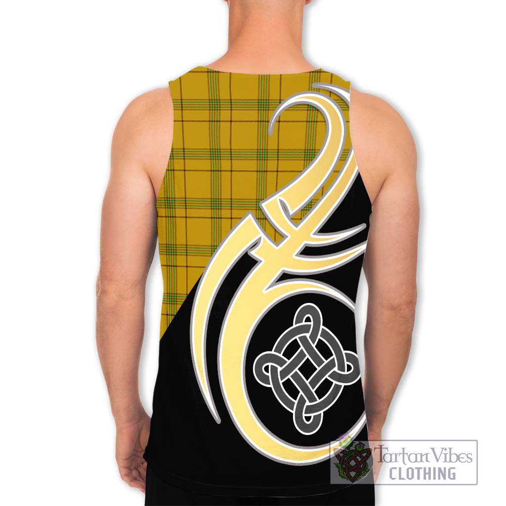 Houston Tartan Men's Tank Top with Family Crest and Celtic Symbol Style - Tartan Vibes Clothing