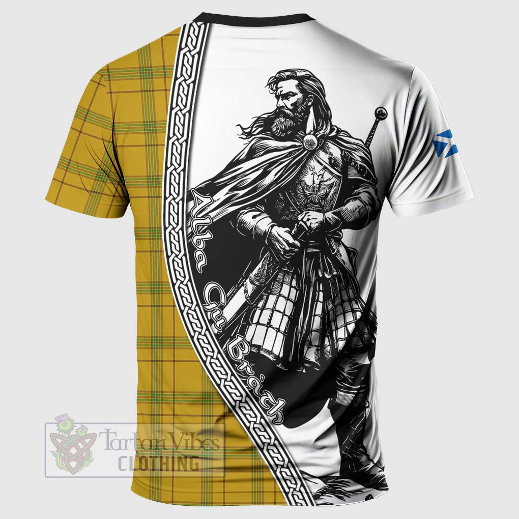 Tartan Vibes Clothing Houston Tartan Clan Crest T-Shirt with Highlander Warrior Celtic Style