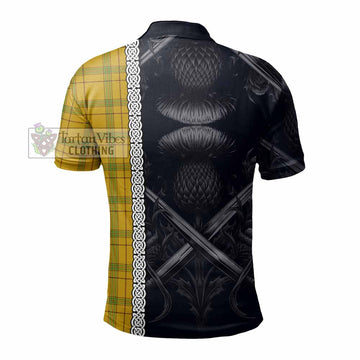 Houston Tartan Polo Shirt with Family Crest Cross Sword Thistle Celtic Vibes