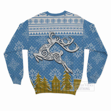 Houston Clan Christmas Sweatshirt Celtic Reindeer Style