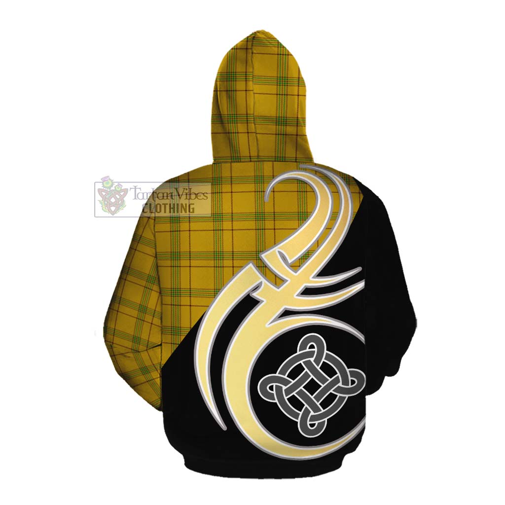 Tartan Vibes Clothing Houston Tartan Cotton Hoodie with Family Crest and Celtic Symbol Style