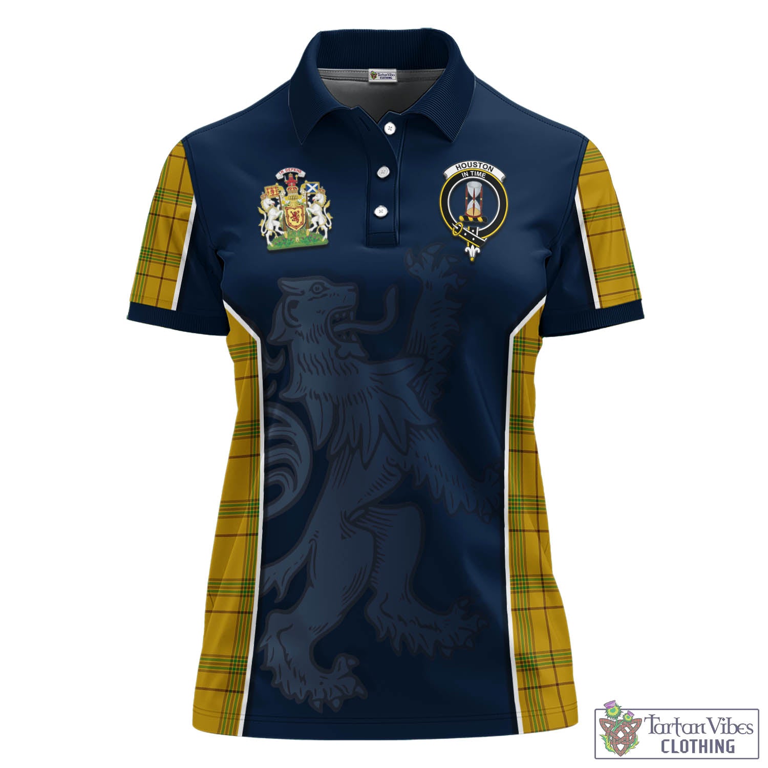 Houston Tartan Women's Polo Shirt with Family Crest and Lion Rampant Vibes Sport Style - Tartan Vibes Clothing