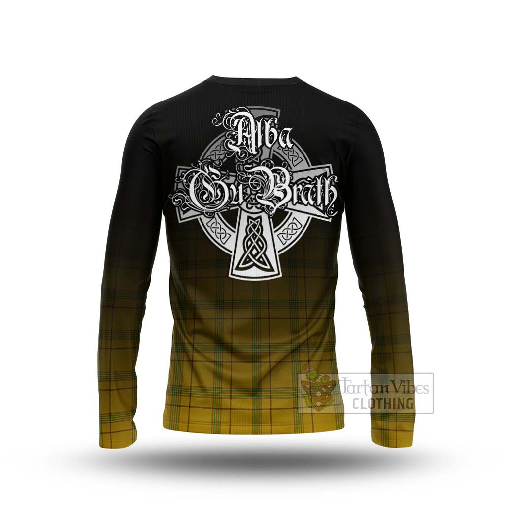 Tartan Vibes Clothing Houston Tartan Long Sleeve T-Shirt Featuring Alba Gu Brath Family Crest Celtic Inspired