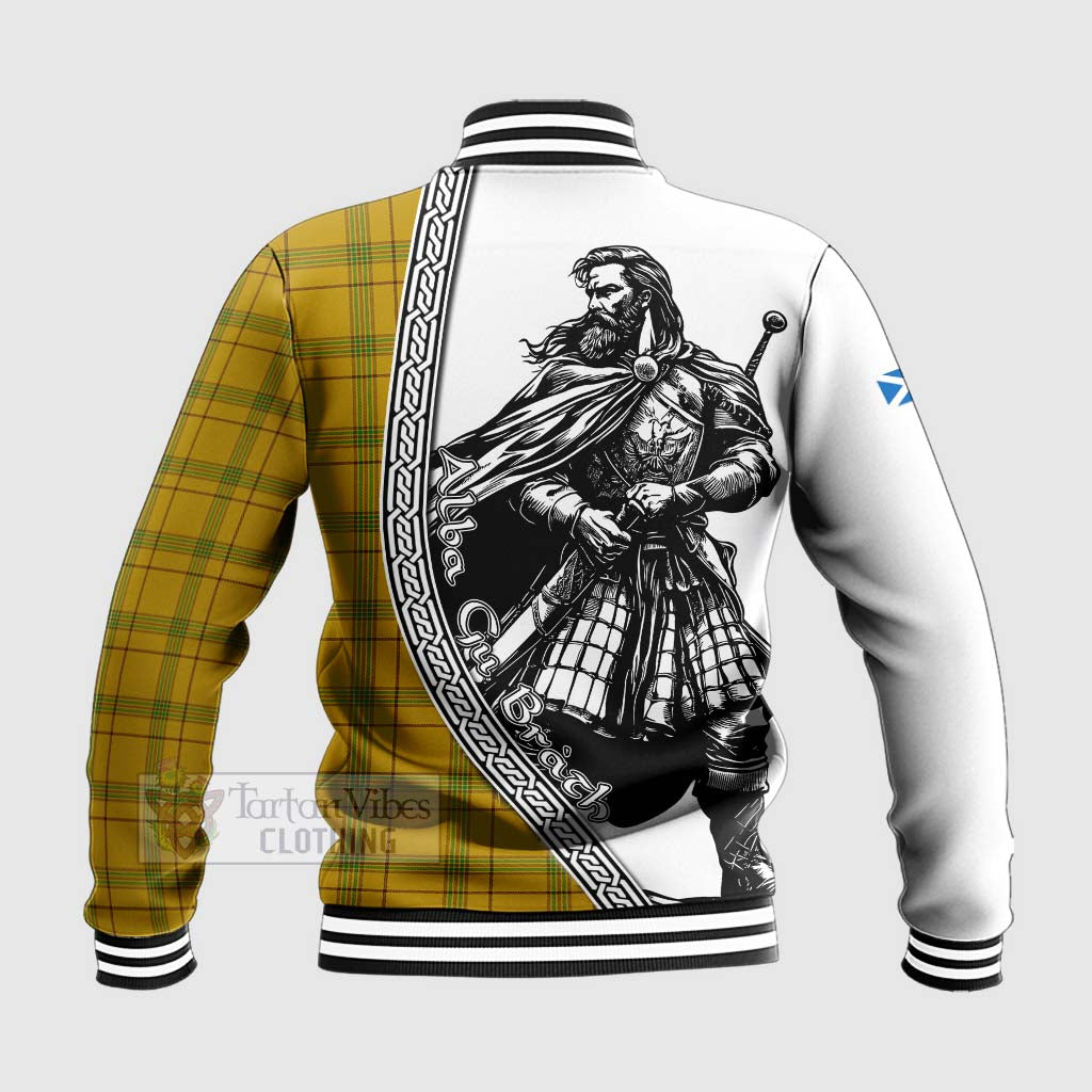 Tartan Vibes Clothing Houston Tartan Clan Crest Baseball Jacket with Highlander Warrior Celtic Style