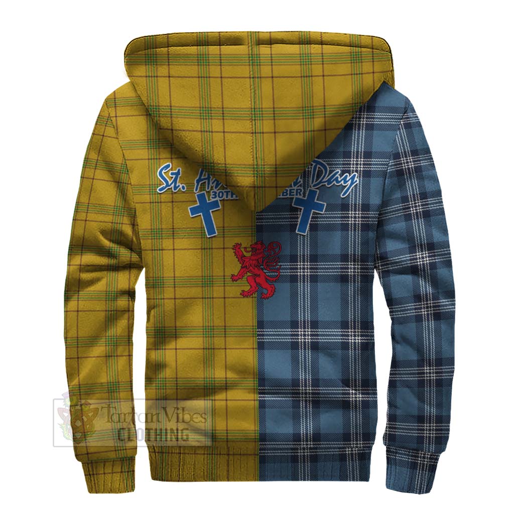 Tartan Vibes Clothing Houston Tartan Sherpa Hoodie Happy St. Andrew's Day Half Tartan Style