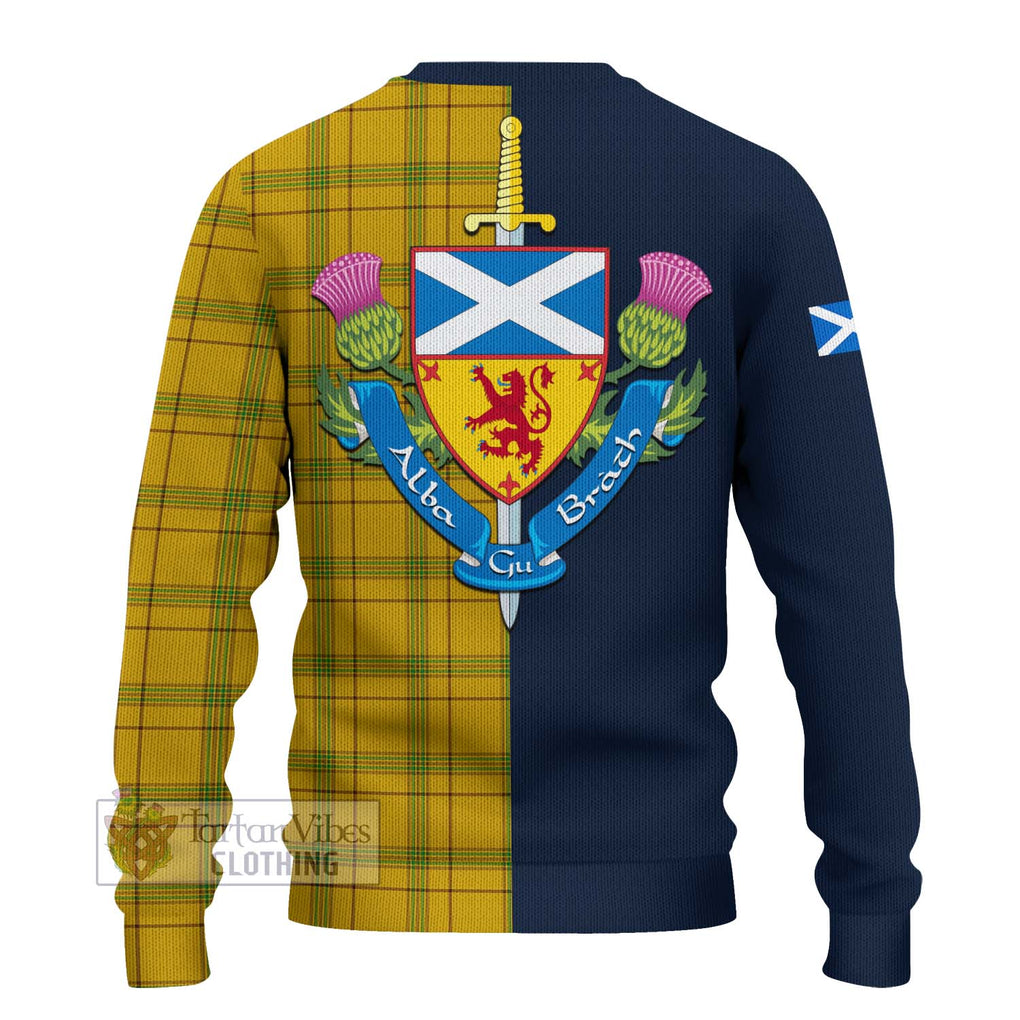 Tartan Vibes Clothing Houston Tartan Knitted Sweater with Scottish Lion Royal Arm Half Style