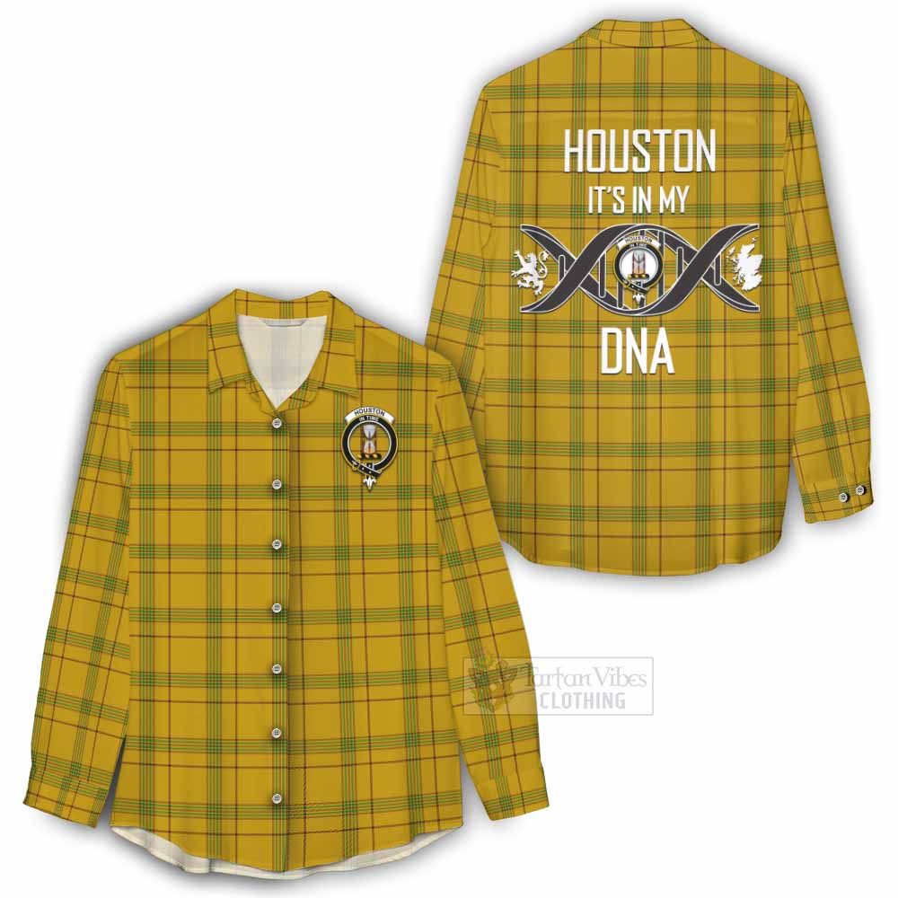 Tartan Vibes Clothing Houston Tartan Women's Casual Shirt with Family Crest DNA In Me Style