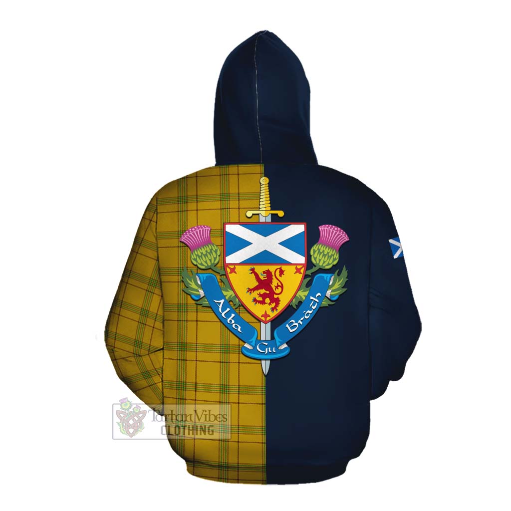 Tartan Vibes Clothing Houston Tartan Cotton Hoodie Alba with Scottish Lion Royal Arm Half Style