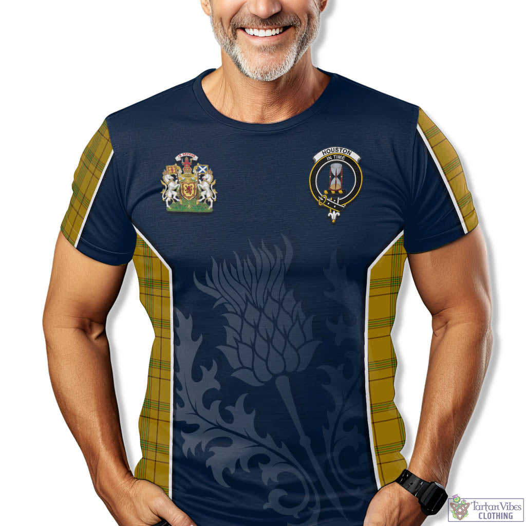 Tartan Vibes Clothing Houston Tartan T-Shirt with Family Crest and Scottish Thistle Vibes Sport Style