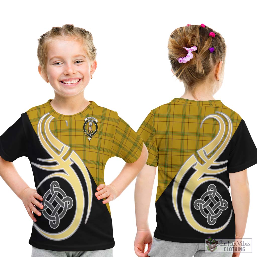 Houston Tartan Kid T-Shirt with Family Crest and Celtic Symbol Style - Tartan Vibes Clothing