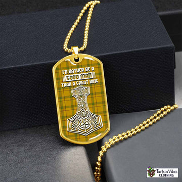 Houston Tartan Dog Tag Necklace Viking Mjolnir Style