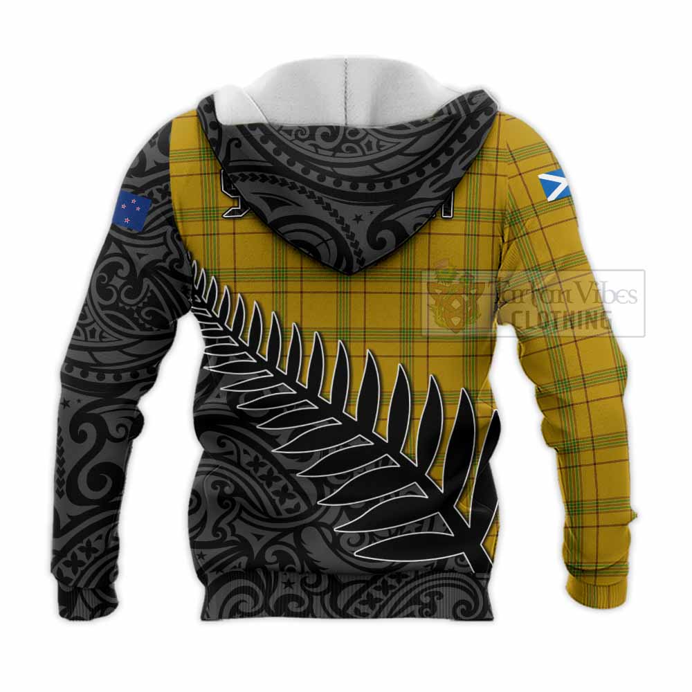 Tartan Vibes Clothing Houston Crest Tartan Knitted Hoodie with New Zealand Silver Fern Half Style