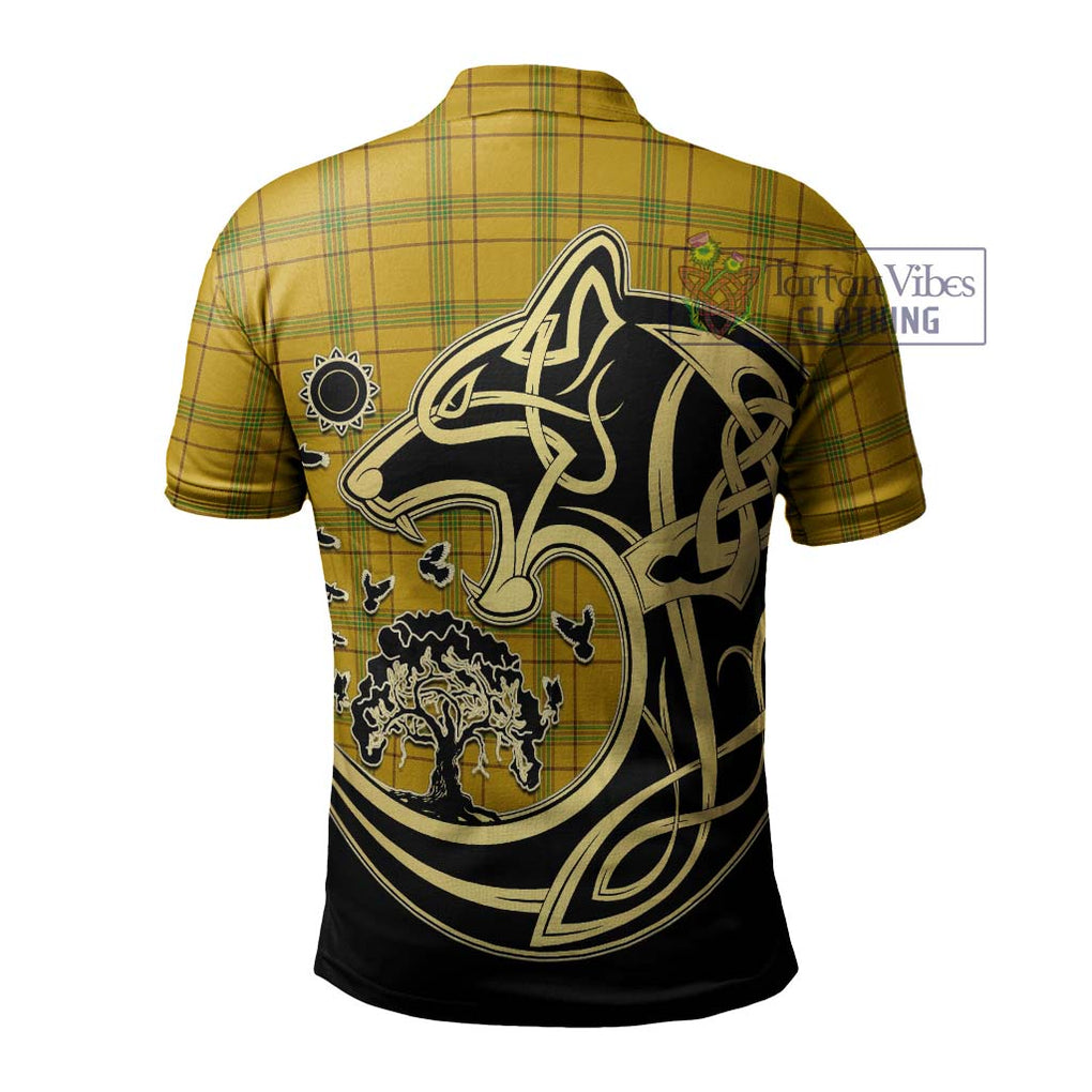 Houston Tartan Polo Shirt with Family Crest Celtic Wolf Style - Tartanvibesclothing Shop