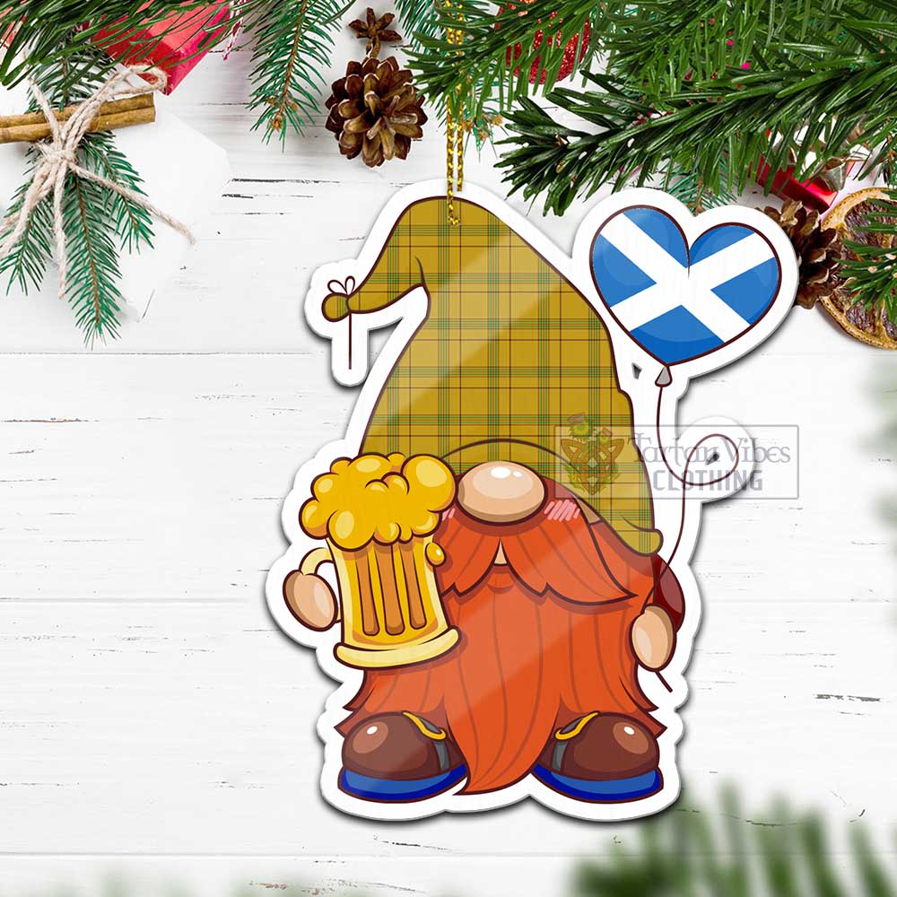 Tartan Vibes Clothing Houston Tartan Gnome Holding Beer Glass Christmas Ornament with Personalized National Flag