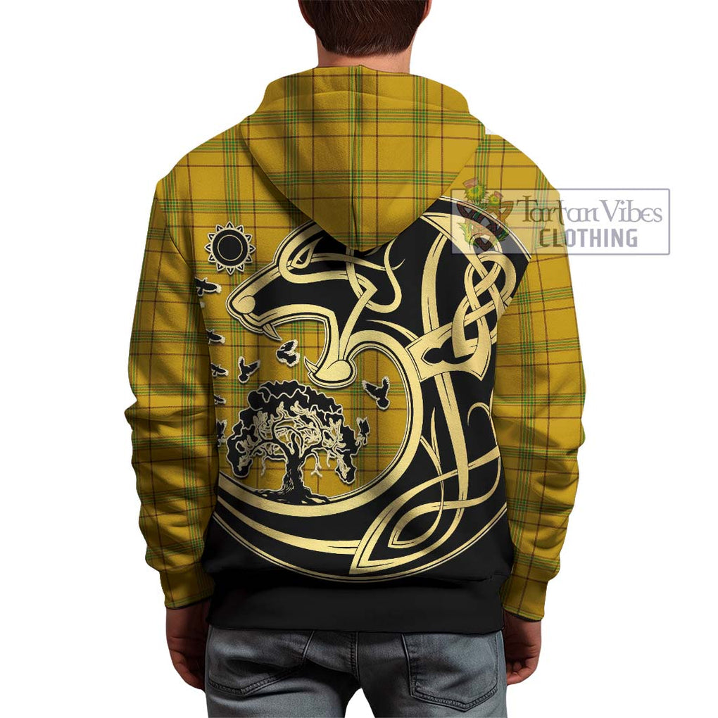 Houston Tartan Hoodie with Family Crest Celtic Wolf Style - Tartan Vibes Clothing