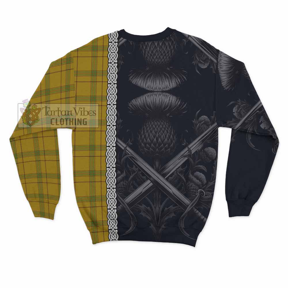 Tartan Vibes Clothing Houston Tartan Sweatshirt with Family Crest Cross Sword Thistle Celtic Vibes