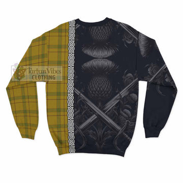 Houston Tartan Sweatshirt with Family Crest Cross Sword Thistle Celtic Vibes