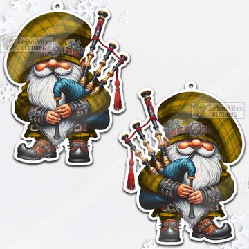 Houston Tartan Bagpiper Gnome Christmas Ornament