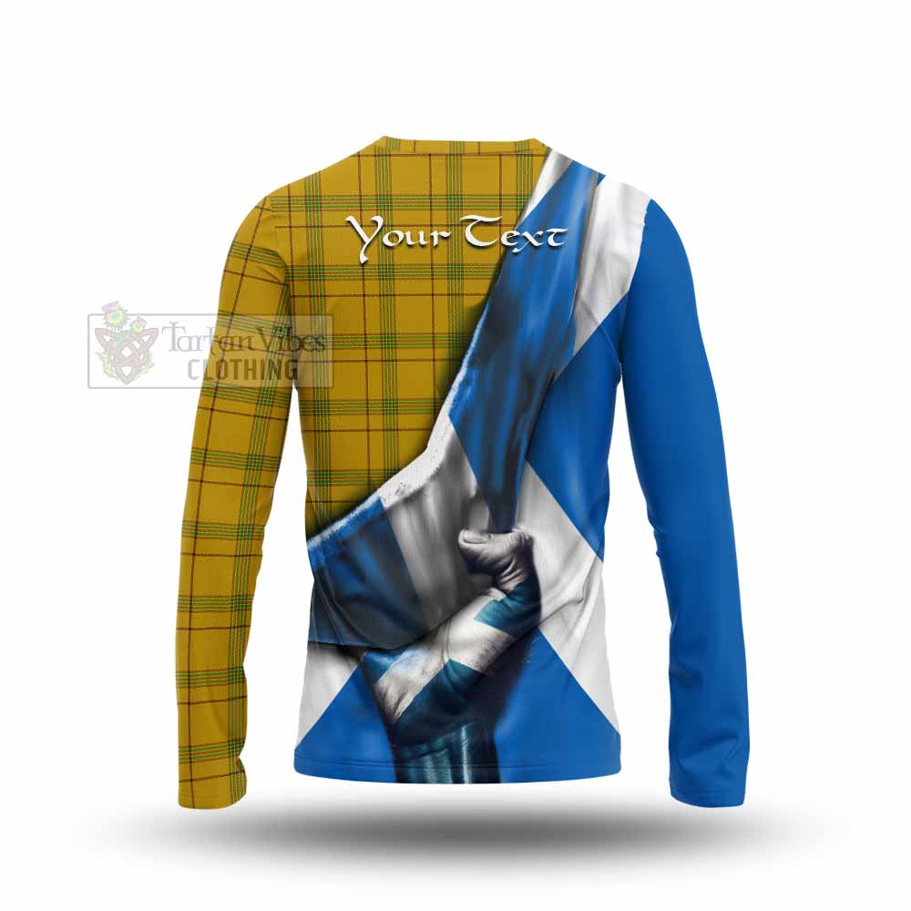 Tartan Vibes Clothing Houston Tartan Long Sleeve T-Shirt with Family Crest Scotland Patriotic Style