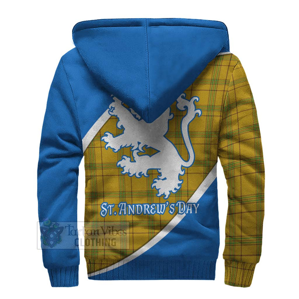 Tartan Vibes Clothing Houston Family Crest Tartan Sherpa Hoodie Celebrate Saint Andrew's Day in Style