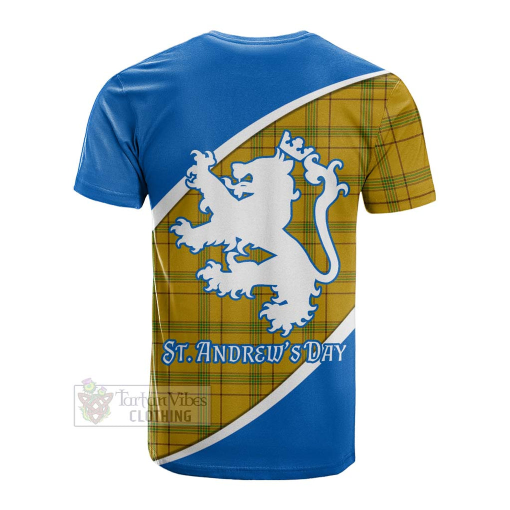 Tartan Vibes Clothing Houston Family Crest Tartan Cotton T-shirt Celebrate Saint Andrew's Day in Style