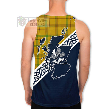 Houston Tartan Men's Tank Top Featuring Thistle and Scotland Map