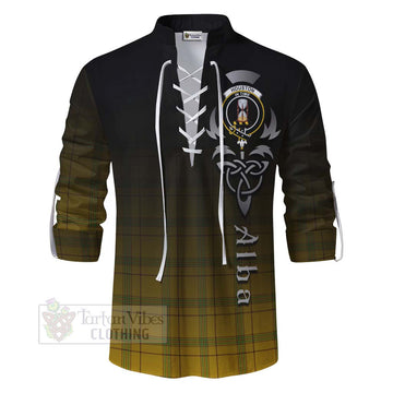 Houston Tartan Ghillie Kilt Shirt Featuring Alba Gu Brath Family Crest Celtic Inspired