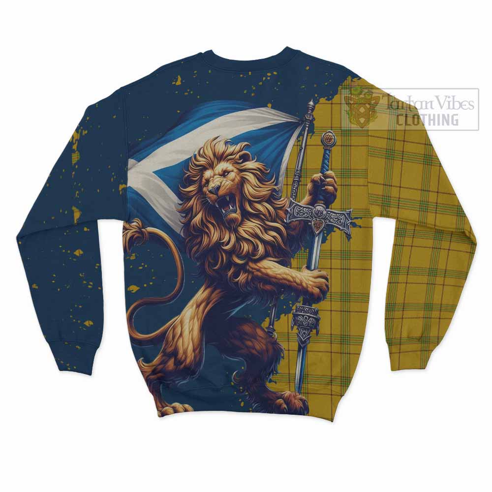 Tartan Vibes Clothing Houston Tartan Family Crest Sweatshirt with Scottish Majestic Lion