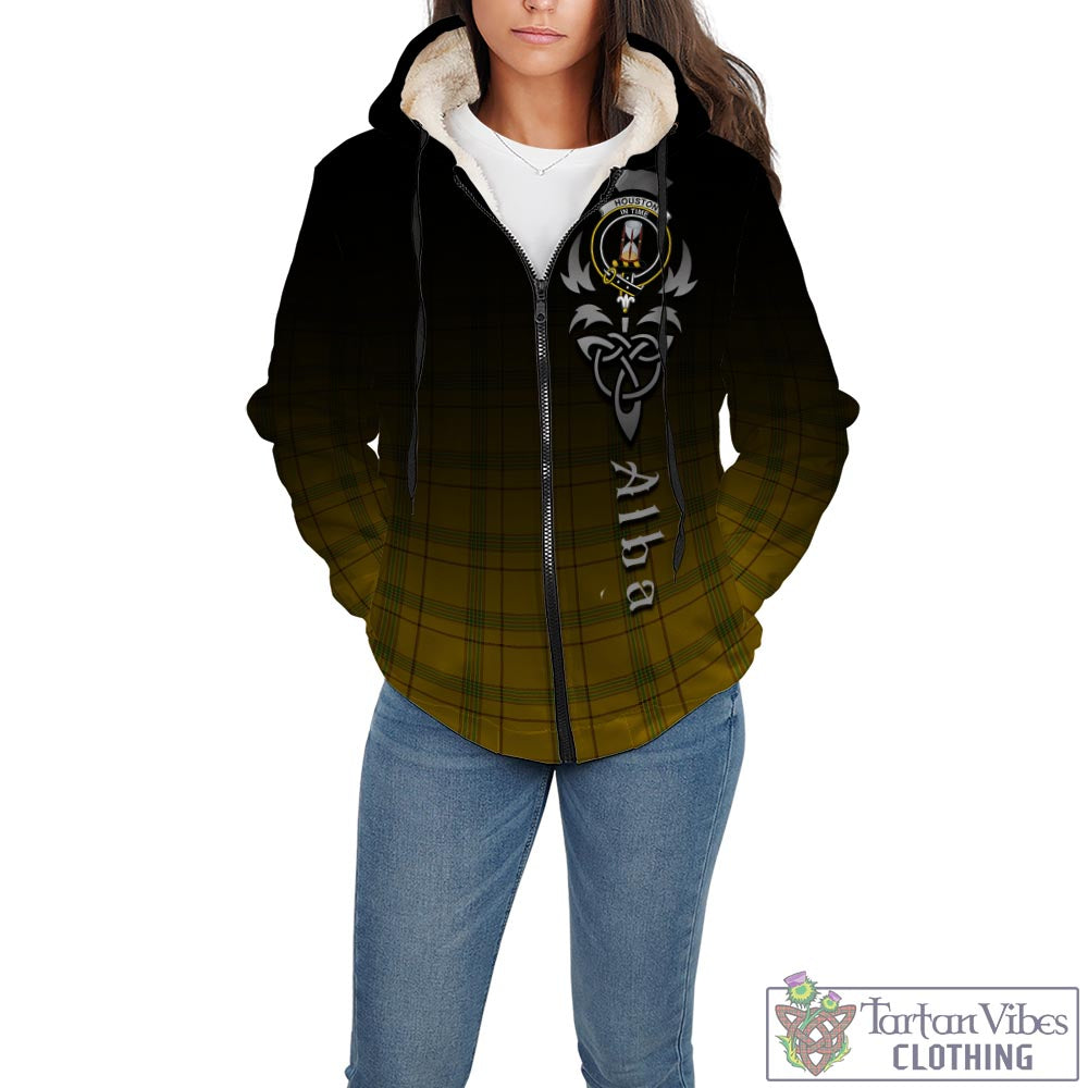 Tartan Vibes Clothing Houston Tartan Sherpa Hoodie Featuring Alba Gu Brath Family Crest Celtic Inspired