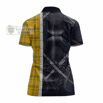 Houston Tartan Women's Polo Shirt with Family Crest Cross Sword Thistle Celtic Vibes