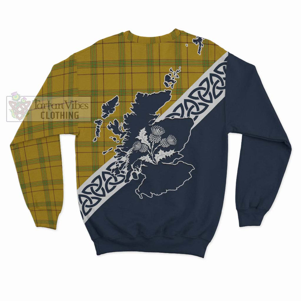 Tartan Vibes Clothing Houston Tartan Sweatshirt Featuring Thistle and Scotland Map