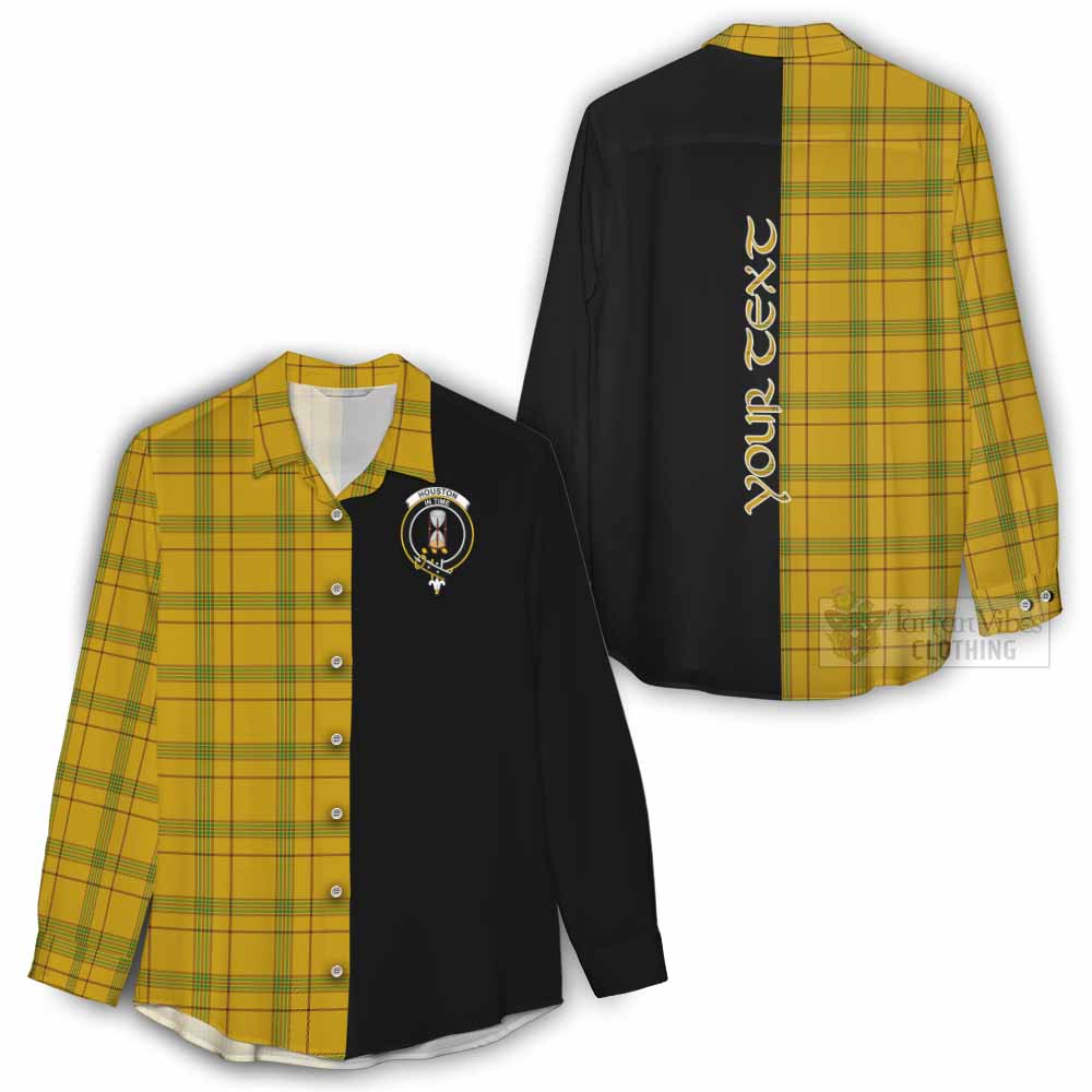 Tartan Vibes Clothing Houston Tartan Women's Casual Shirt with Family Crest and Half Of Me Style