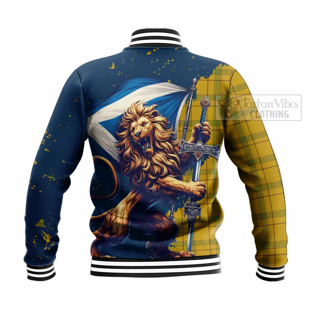 Tartan Vibes Clothing Houston Tartan Family Crest Baseball Jacket with Scottish Majestic Lion