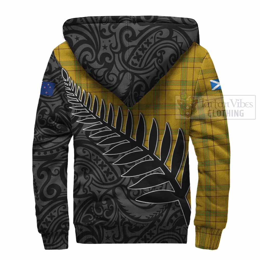 Tartan Vibes Clothing Houston Crest Tartan Sherpa Hoodie with New Zealand Silver Fern Half Style