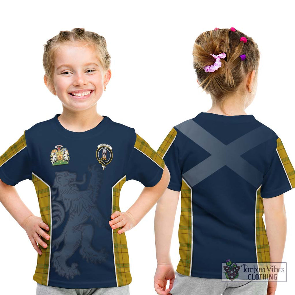 Houston Tartan Kid T-Shirt with Family Crest and Lion Rampant Vibes Sport Style - Tartan Vibes Clothing