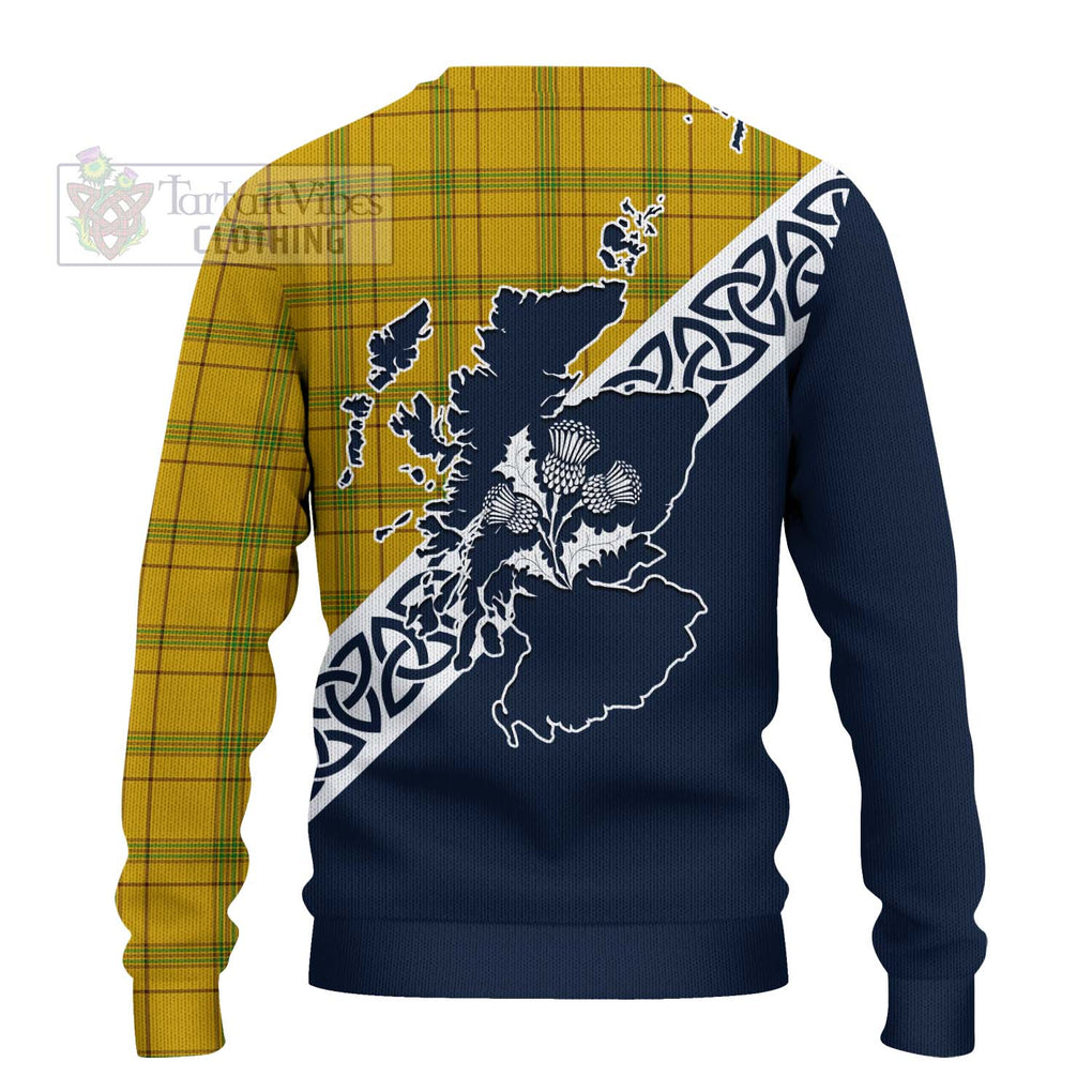 Tartan Vibes Clothing Houston Tartan Knitted Sweater Featuring Thistle and Scotland Map