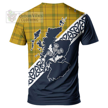 Houston Tartan T-Shirt Featuring Thistle and Scotland Map