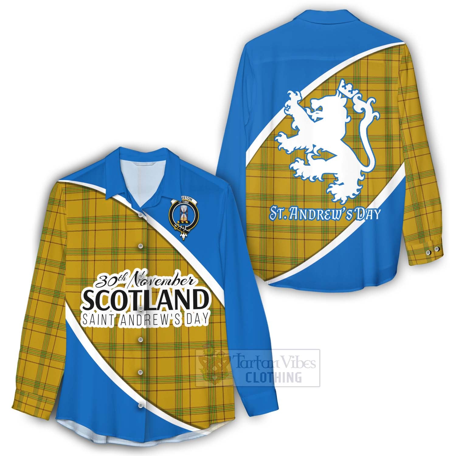 Tartan Vibes Clothing Houston Family Crest Tartan Women's Casual Shirt Celebrate Saint Andrew's Day in Style